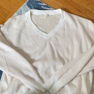 Elegant Cream V-Neck Sweater for Women